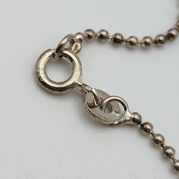 Vintage Sterling Silver 925 Ball Bead Chain Necklace 16" Spring Ring Clasp - Picture 3 of 4